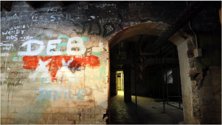 Names on the wall of the dungeon at Parramatta Girls Training School