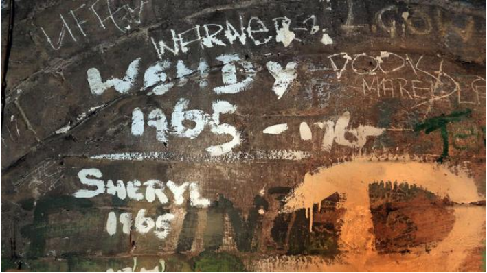 Names on the wall of the dungeon