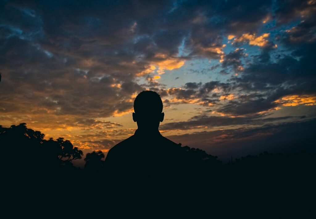 silhouette of a boy