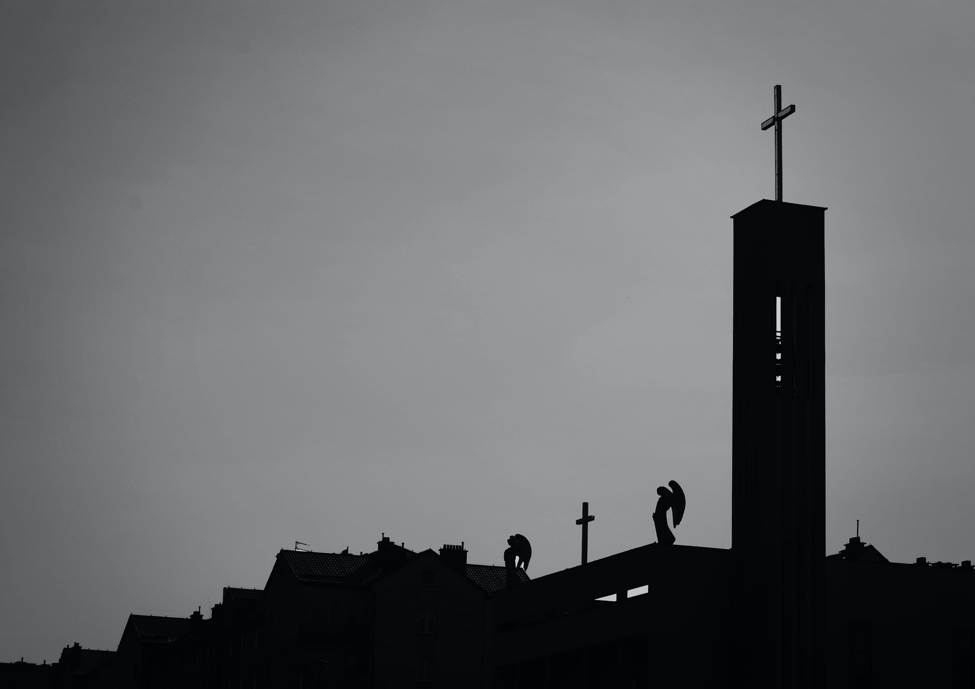 silhouette of a church
