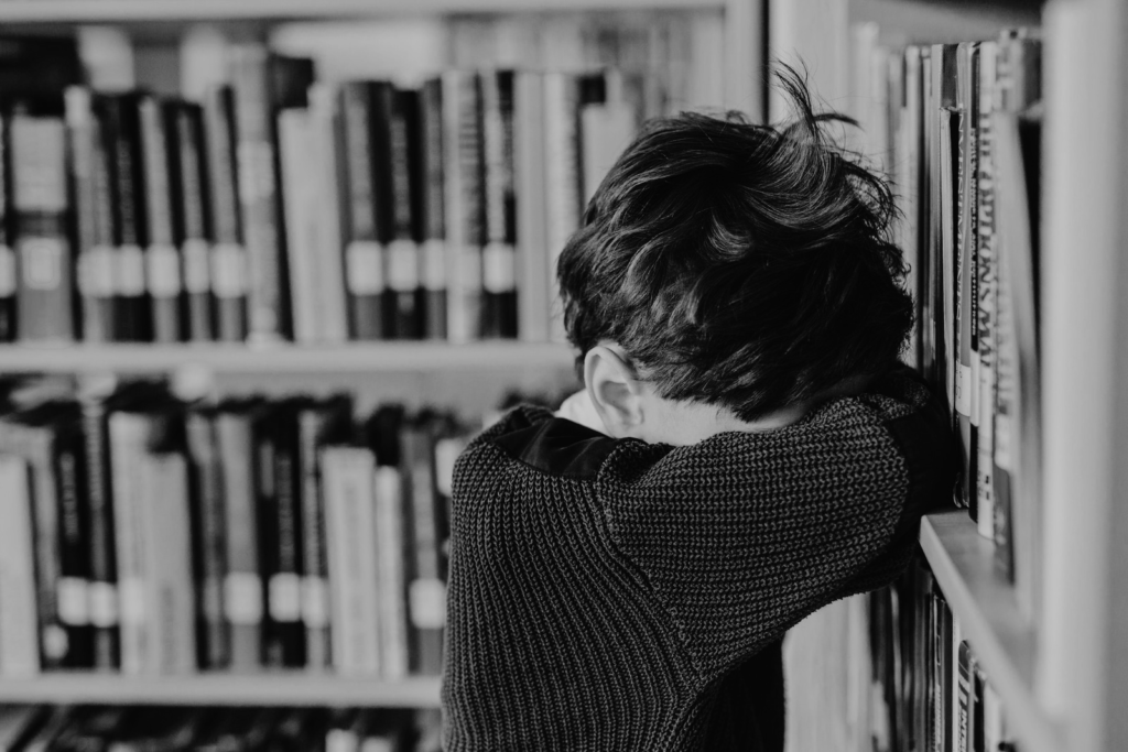 boy in a library