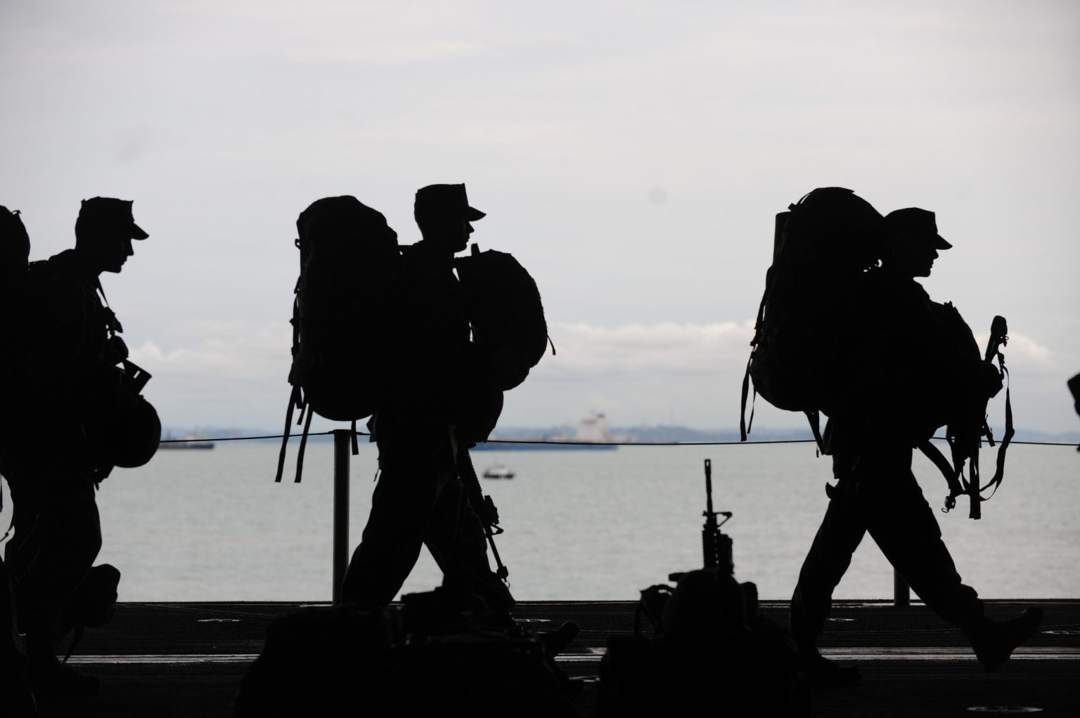 adf soliders on a naval ship