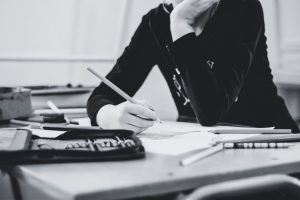 girl working on school work